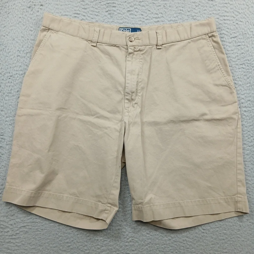 Polo Ralph Lauren‎ Classic Fit Shorts Mens 38 Tan Beige Cotton Chino EUC
